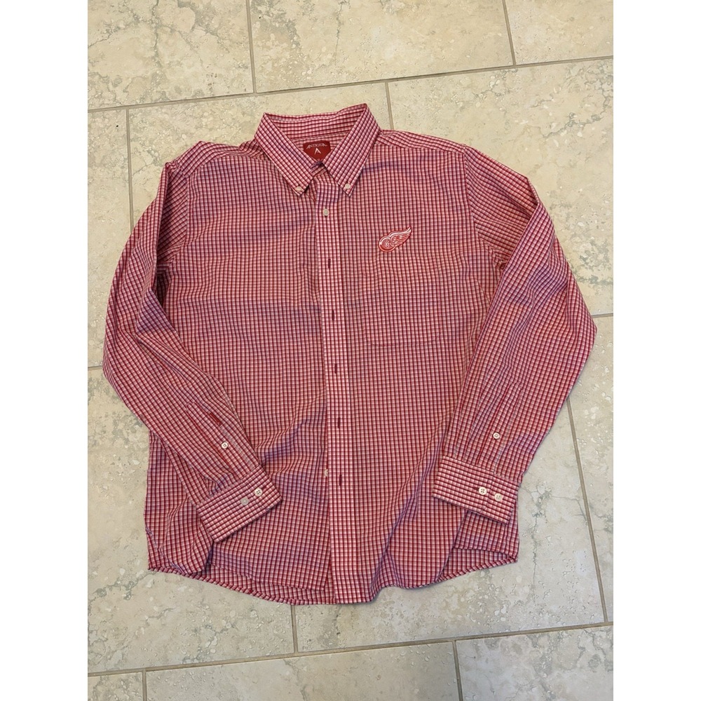 Detroit Red Wings Antigua Shirt Long Sleeve Button Up Mens Size XL